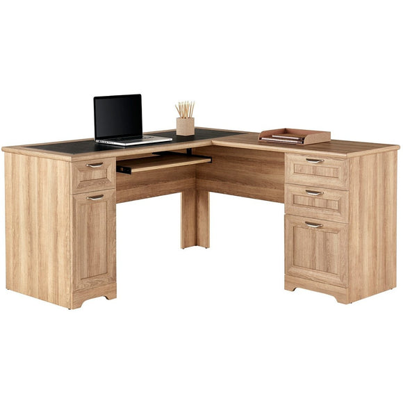 (Scratch & Dent) Realspace Outlet Magellan L-Shaped Desk, Blonde Ash