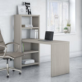 kathy ireland Office by Bush Business Furniture Echo 56"W Bookcase Desk, Gray Sand