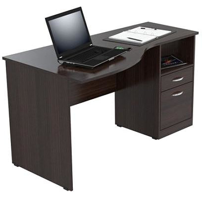 Inval Contemporary Curved Top Desk, Espresso-Wengue