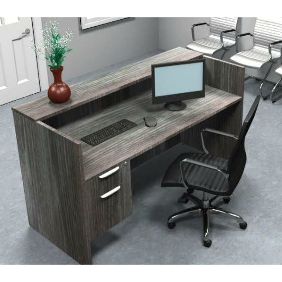 Sheridan 5-Ft. Reception Desk with Rectangular Laminate Counter and Locking Hanging Box/File Pedestal Drawers, 60