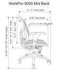 WorkPro Quantum 9000 Mesh Series Mid-Back Desk Chair, Black