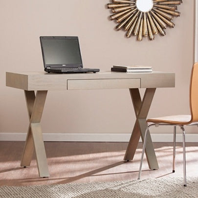 (Scratch & Dent) Southern Enterprises Walcott MDF Writing Desk, Warm French Gray