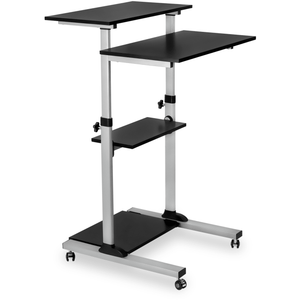 (Scratch and Dent) Mount-It! MI-7940 Mobile Stand-Up Desk, 30-1/2"H x 37"W x 4-1/4"D, Silver