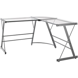 Ameriwood Outlet Home Glass L-Shaped Computer Desk, Gray