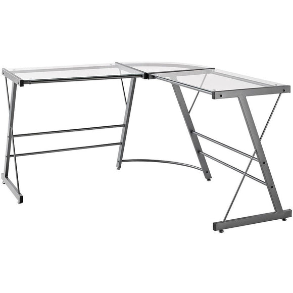Ameriwood Outlet Home Glass L-Shaped Computer Desk, Gray