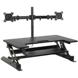 Mount-It! MI-7934 Standing Desk Converter With Dual-Monitor Mount, 36-1/4"H x 22"W x 9-3/4"D, Black