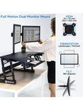 Mount-It! MI-7934 Standing Desk Converter With Dual-Monitor Mount, 36-1/4"H x 22"W x 9-3/4"D, Black