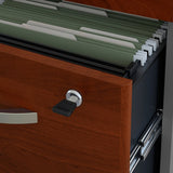 (Scratch & Dent) Bush Business Furniture Components 60"W Left Hand 3 Position Sit to Stand L Shaped Desk with Mobile File Cabinet, Hansen Cherry/Graphite Gray