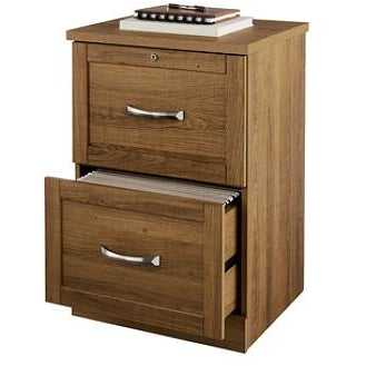 (Scratch & Dent) Realspace Outlet Premium Letter-Size Vertical File Cabinet, 2 Drawers, Golden Oak