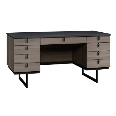 (Scratch & Dent) Sauder Outlet International Lux Executive Desk, Diamond Ash/Soft Black