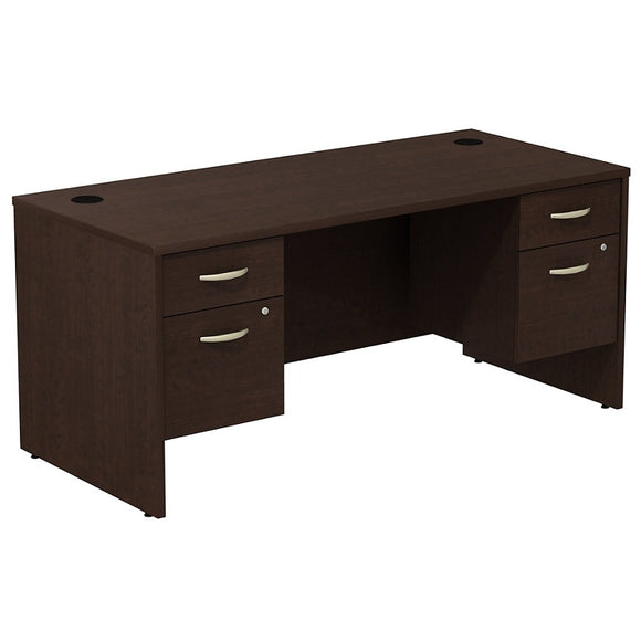 Bush Business Furniture Outlet Components Desk With Two 3/4 Pedestals, Mocha Cherry