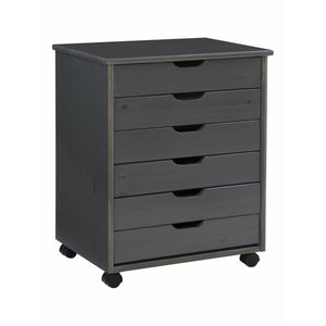 Linon Home Decor Products Casimer 6-Drawer Wide Rolling Home Office Storage Cart, Grey