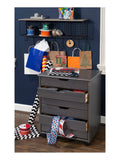 Linon Home Decor Products Casimer 6-Drawer Wide Rolling Home Office Storage Cart, Grey