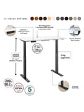 Bush Business Furniture Move 60 Series 72"W x 30"D Height Adjustable Standing Desk, White/Black Base