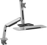 Mount-It! Sit-Stand Workstation For Single Monitor And Keyboard, 23"H x 36"W x 9"D, Silver
