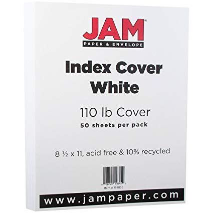 JAM PAPER Index Cover 110lb Cardstock, 8.5 x 11, White, 50 Sheets/Pack