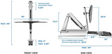 Mount-It! Sit-Stand Workstation For Single Monitor And Keyboard, 23"H x 36"W x 9"D, Silver