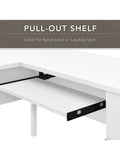 (Scratch and Dent) Bush Furniture Somerset 60"W L-Shaped Desk With Mid-Back Leather Box Chair, White,