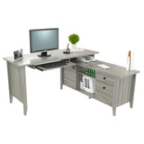 (Scratch & Dent) Inval Promo L-Shaped Workcenter, Smoke Oak