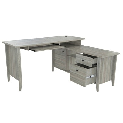 Inval Promo L-Shaped Workcenter, Smoke Oak