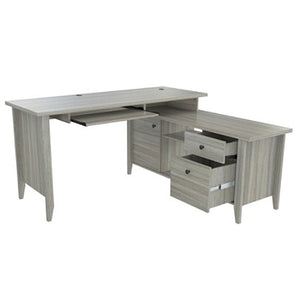 (Scratch & Dent) Inval Promo L-Shaped Workcenter, Smoke Oak