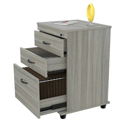 (Scratch & Dent) Inval Letter/Legal-Size Vertical File Cabinet, 3 Drawers, Smoke Oak
