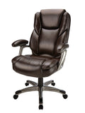 Realspace Outlet Cressfield Bonded Leather High-Back Executive Chair, Brown/Silver