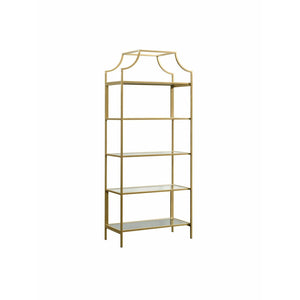 (Scratch & Dent) Sauder Outlet International Lux 71"H 5-Shelf Bookcase, Satin Gold