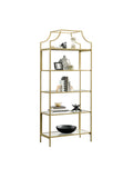 (Scratch & Dent) Sauder Outlet International Lux 71"H 5-Shelf Bookcase, Satin Gold