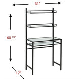 Southern Enterprises Outlet Brax Metal Glass Small Space Desk With Hutch, Black