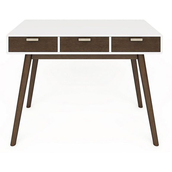 (Scratch & Dent) Elle Décor Outlet Stara Mid-Century Modern Desk, White/Brown
