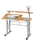 (Scratch & Dent) Safco Outlet Height-Adjustable Split-Level Drafting Table, Medium Oak