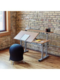 (Scratch & Dent) Safco Outlet Height-Adjustable Split-Level Drafting Table, Medium Oak