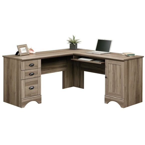 (Scratch & Dent) Sauder Outlet Harbor View Corner Computer Desk, Salt Oak