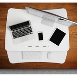 (Scratch & Dent) FlexiSpot Height-Adjustable Standing Desk Riser With Removable Keyboard Tray, 35"W, White