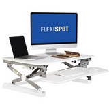 (Scratch & Dent) FlexiSpot Height-Adjustable Standing Desk Riser With Removable Keyboard Tray, 35"W, White