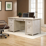 Sauder Outlet Edge Water Executive Desk, Chalked Chestnut