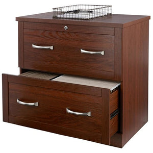 (Scratch & Dent) Realspace Premium Letter-/Legal-Size Lateral File Cabinet, 2-Drawer, Brick Cherry