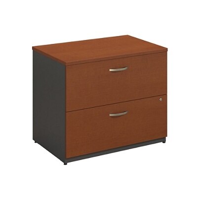 (Scratch & Dent) Bush 2 Drawer Lateral File Cabinet, Auburn Maple/Graphite Gray