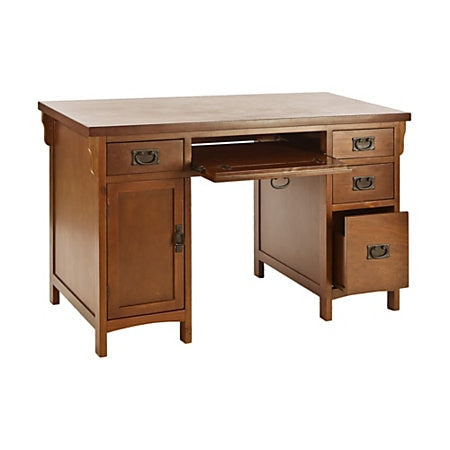 Southern Enterprises Outlet Mission Computer Desk, Brown Mahogany