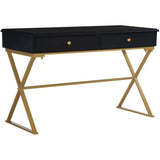 Linon Home Decor Products Amy 48"W Campaign Home Office Desk, Black/Gold