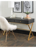 Linon Home Decor Products Amy 48"W Campaign Home Office Desk, Black/Gold
