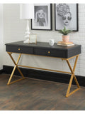 Linon Home Decor Products Amy 48"W Campaign Home Office Desk, Black/Gold