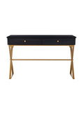 Linon Home Decor Products Amy 48"W Campaign Home Office Desk, Black/Gold