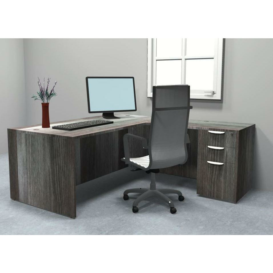 Sheridan Executive L-Shaped Desk with Locking Box/Box/File Pedestal Drawers, 72