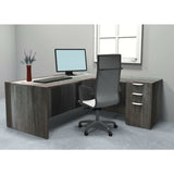 Sheridan Executive L-Shaped Desk with Locking Box/Box/File Pedestal Drawers, 72"Wide x 78"D, Stone Gray