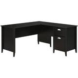 kathy ireland Home by Bush Furniture Connecticut 60"W L Shaped Desk, Black Suede Oak