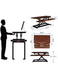 FlexiSpot AlcoveRiser Sit-To-Stand Desk Converter, 35"W, Mahogany