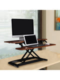 (Scratch and Dent) FlexiSpot AlcoveRiser Sit-To-Stand Desk Converter, 35"W, Mahogany
