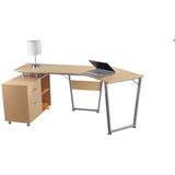 (Scratch and Dent) Realspace Brent Dog-Leg Desk, Oak